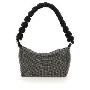 KARA Embellished Shoulder Bag with Braided Handle Women CHARCOAL Shoulder Bags